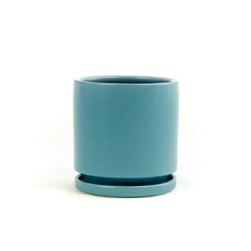 6.5" Ceramic Cylinder Planter with Plate