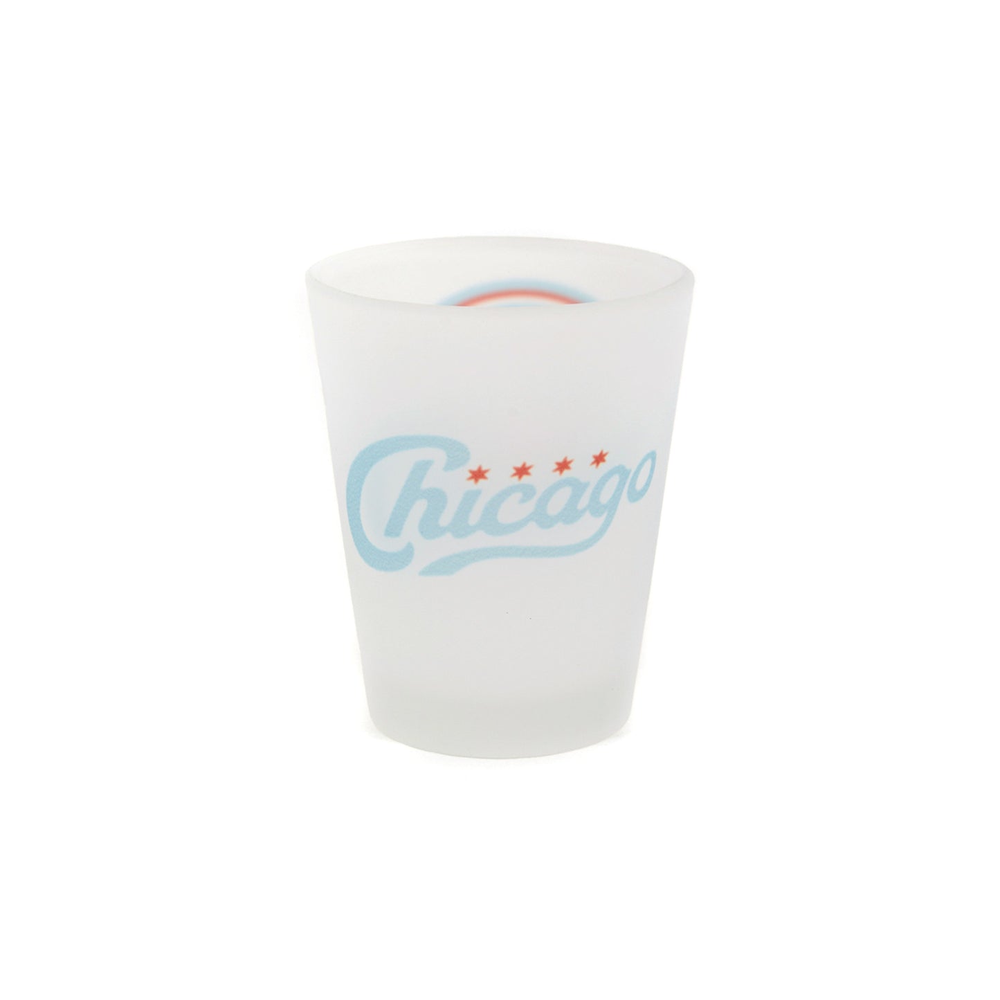 Chicago Skyline & Script Type Frosted Shot Glass