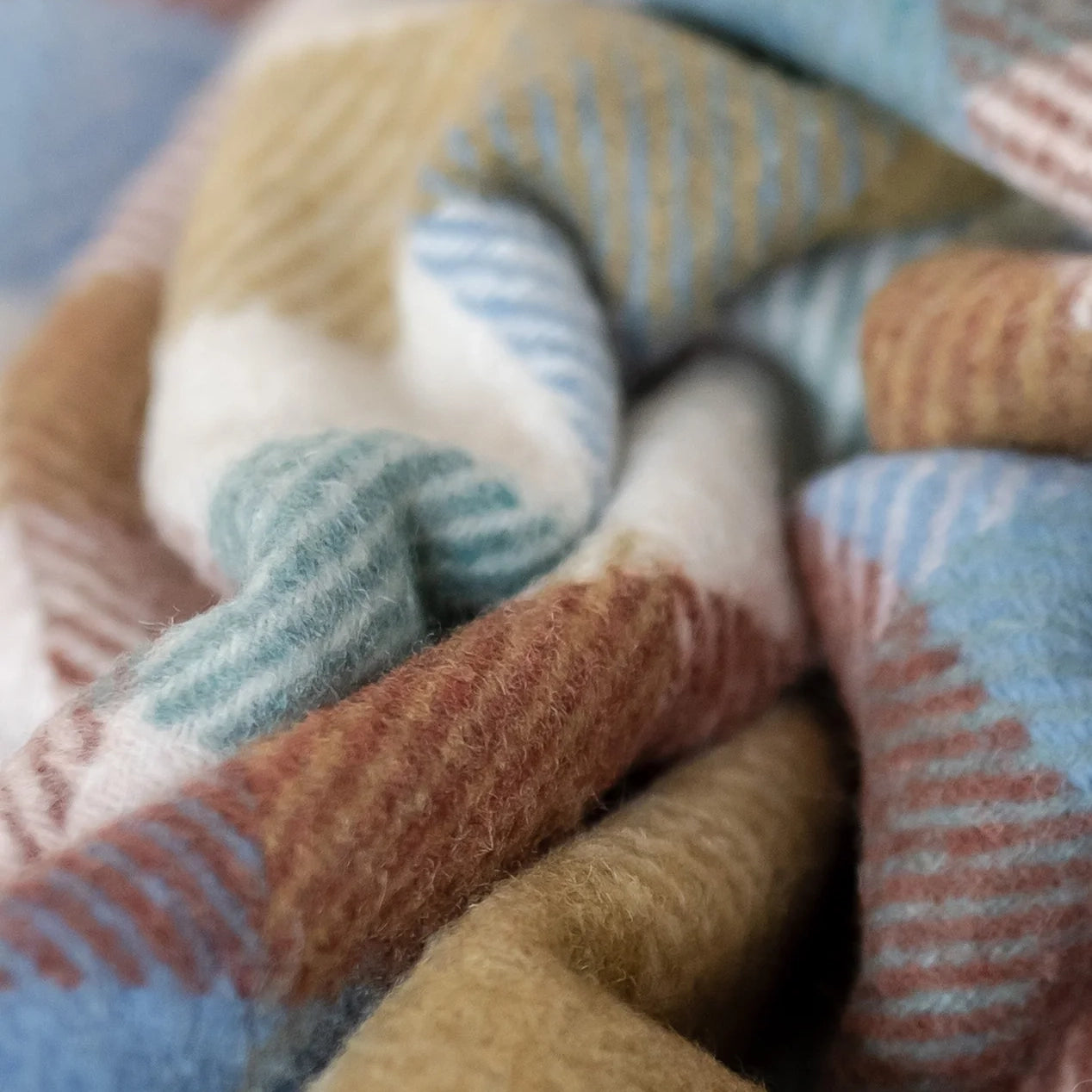 Small Recycled Wool Multicolor Check Plaid Picnic Throw Blanket
