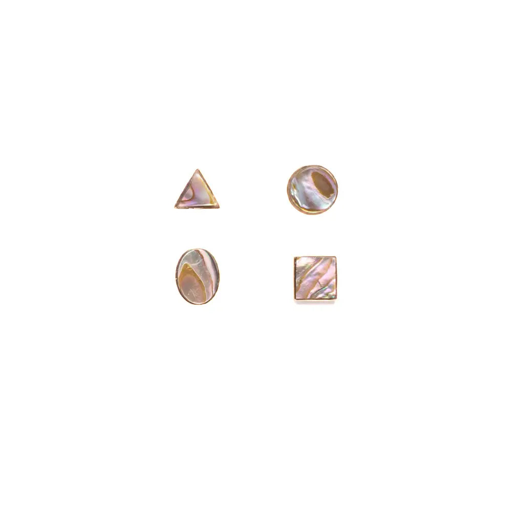 Abalone Mismatched Shapes Stud Earrings