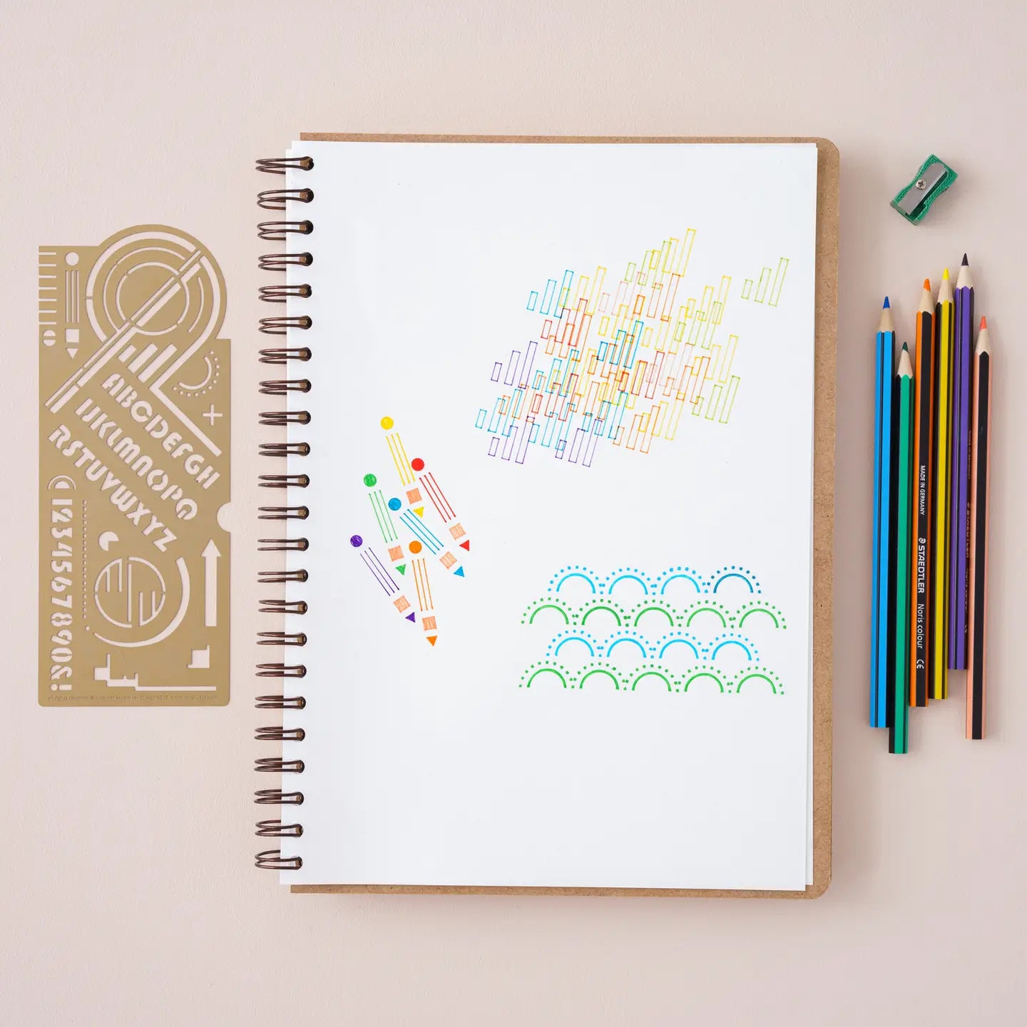 Bauhaus Themed Design & Craft Drawing Stencil