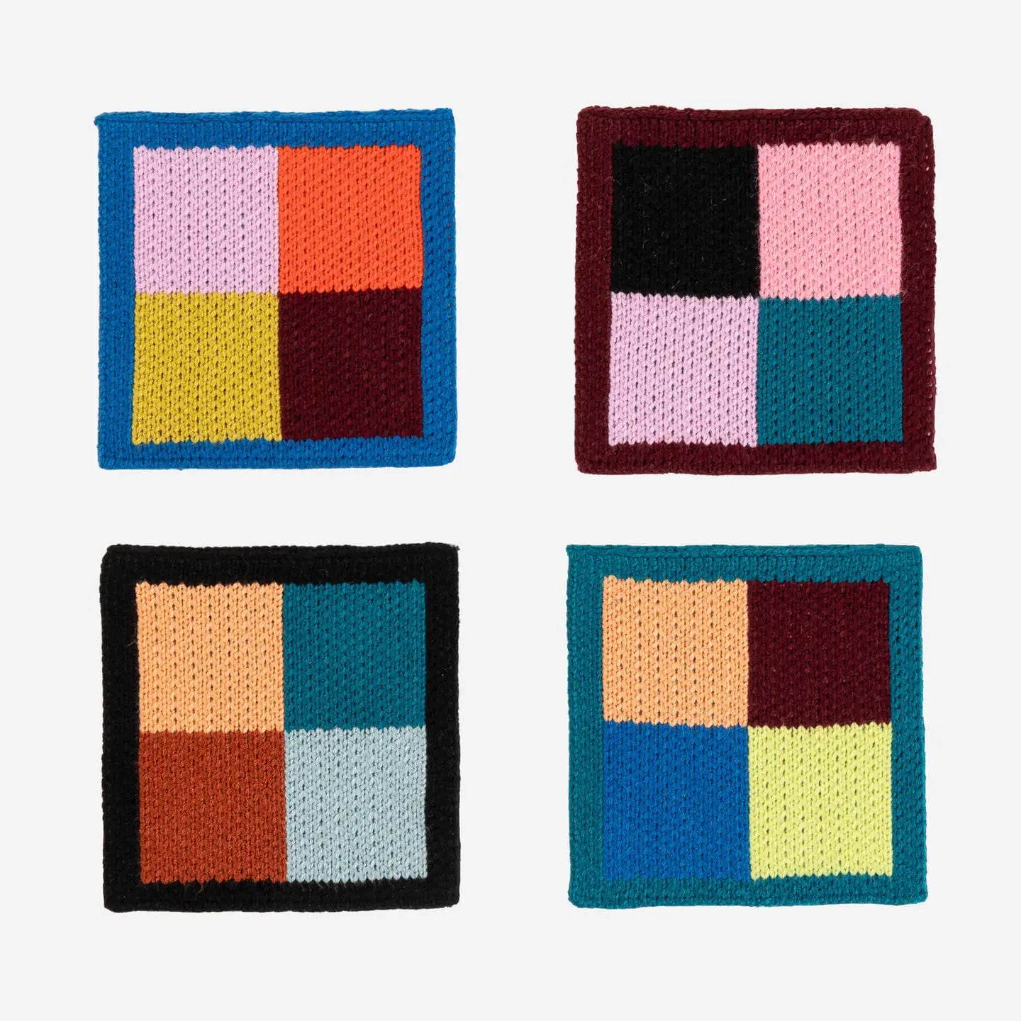 Color Patch Knit Coasters (Set of 4)