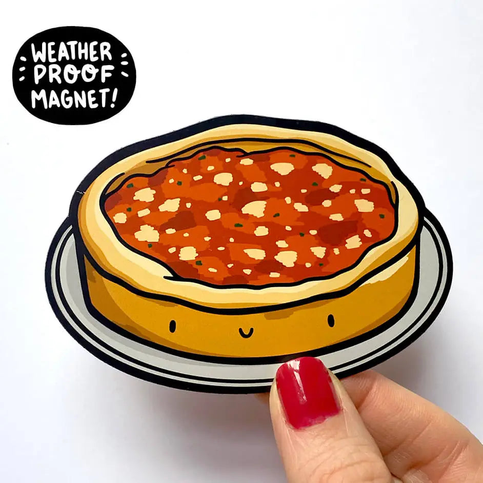 Chicago Deep Dish Pizza Smiley Face Magnet