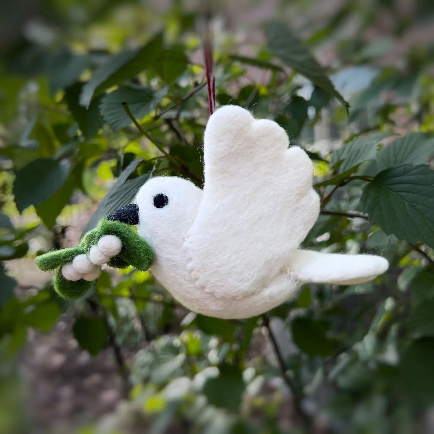 Dove with Olive Branch Knit Wool Ornament
