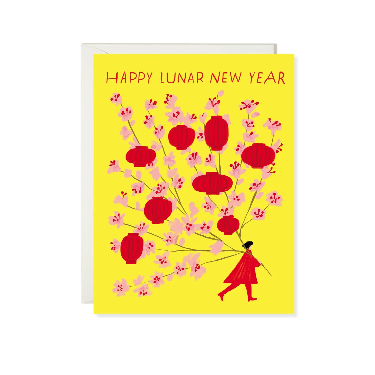 Happy Lunar New Year Lantern & Blossoms Card