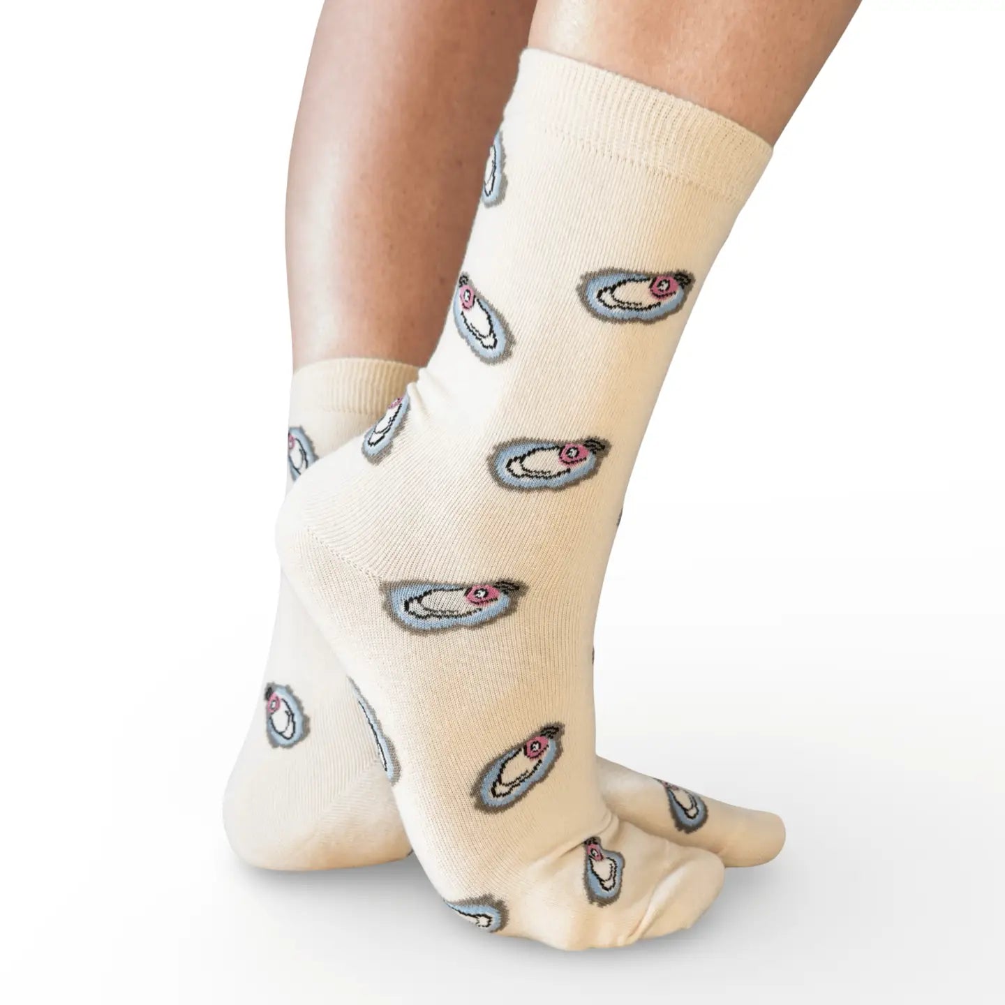 Oyster Cotton Blend Crew Socks