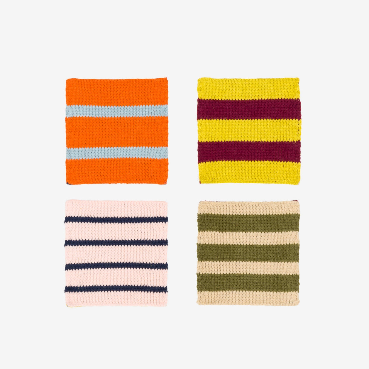 Patchwork Stripe Knit Coasters (Set of 4)