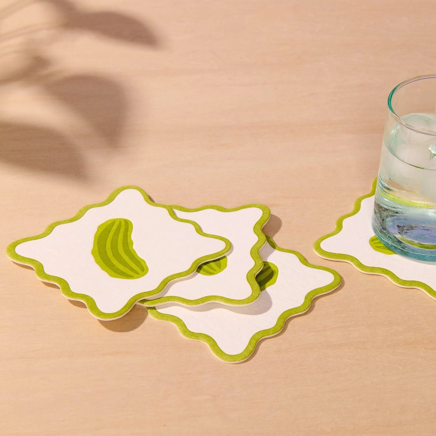 Pickle Scalloped Letterpress Vellum Coasters (Pack of 4)