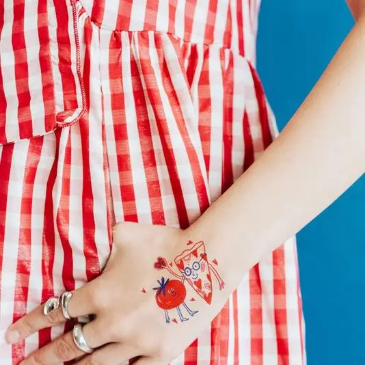 Pizza Loves Tomato Temporary Tattoo (Pack of 2)