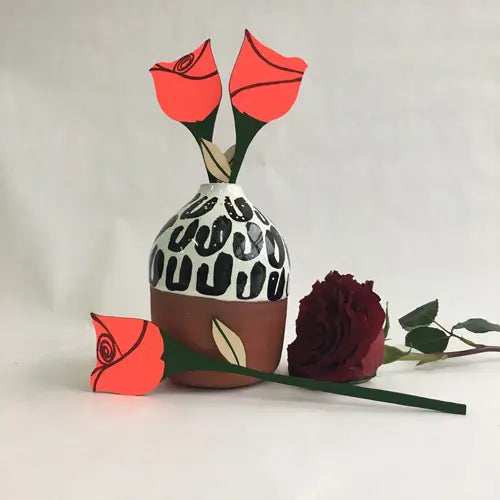 Hand Painted Poppy Rose Wood Forever Flower