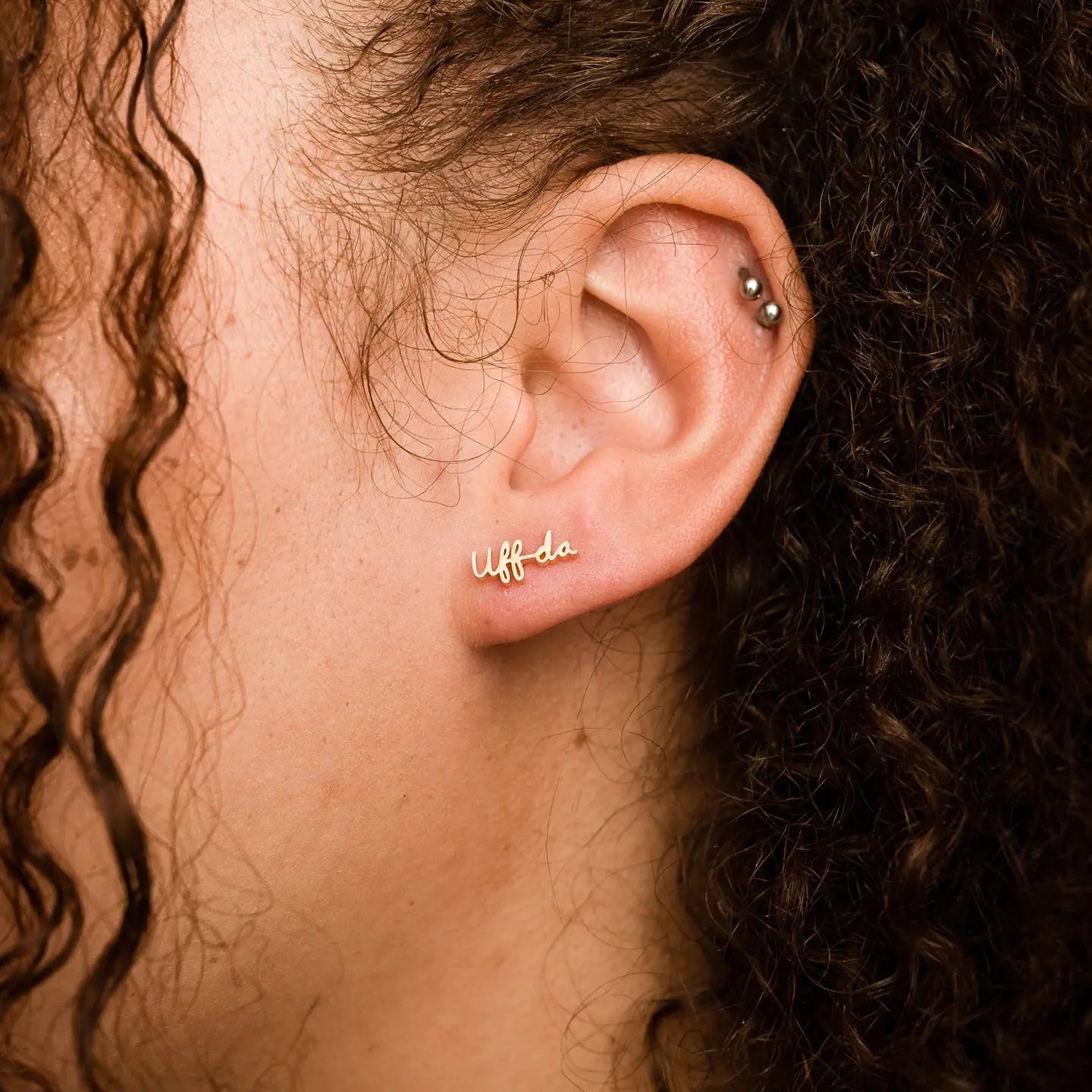 Uff Da 14k Gold Plated Stud Earrings
