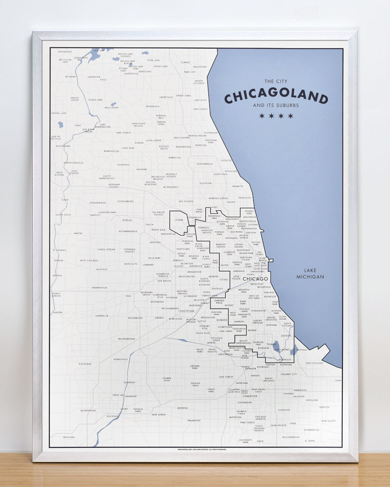 Chicagoland - a Map of Chicago and its Suburbs 18″ x 24″ Print