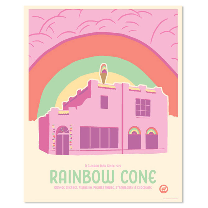 Rainbow Cone 16" x 20" Chicago Tourism Poster