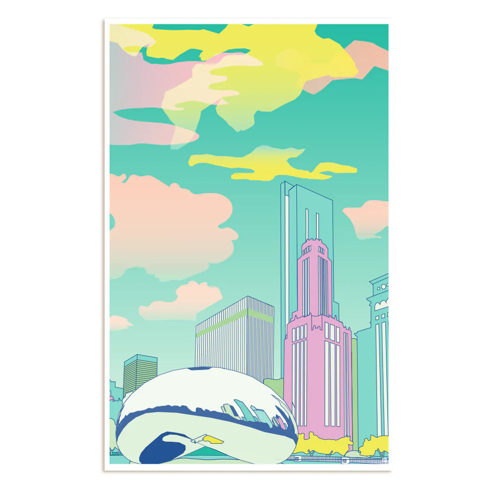 Chicago Cloud Gate (The Bean) 11" x 17" Illustrated Poster
