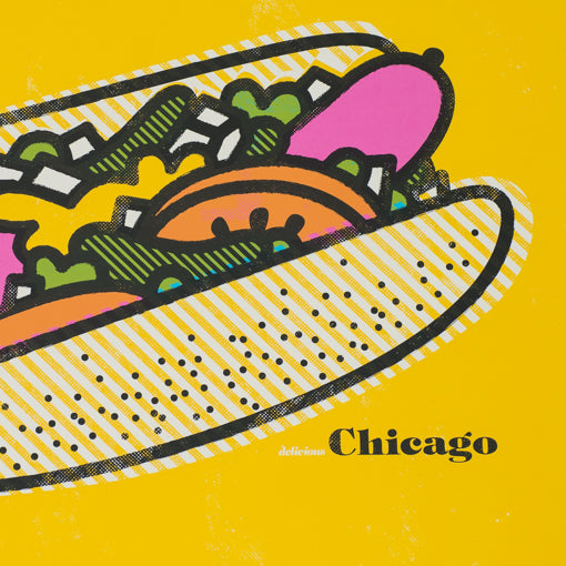 Chicago Style Hot Dog Yellow 24" x 18" Screen Print