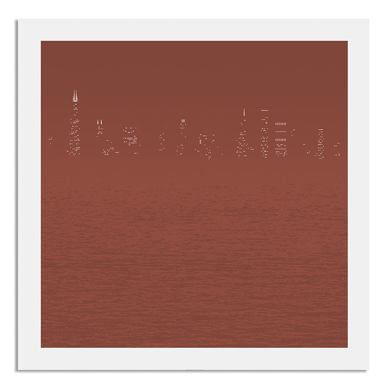 Chicago Skyline Night Haze 23" x 23" Screen Print
