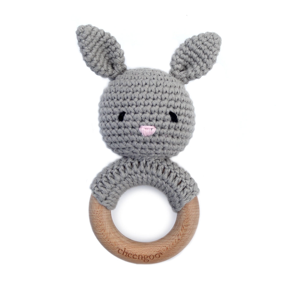 Crocheted Baby Rattle and Teether Ring
