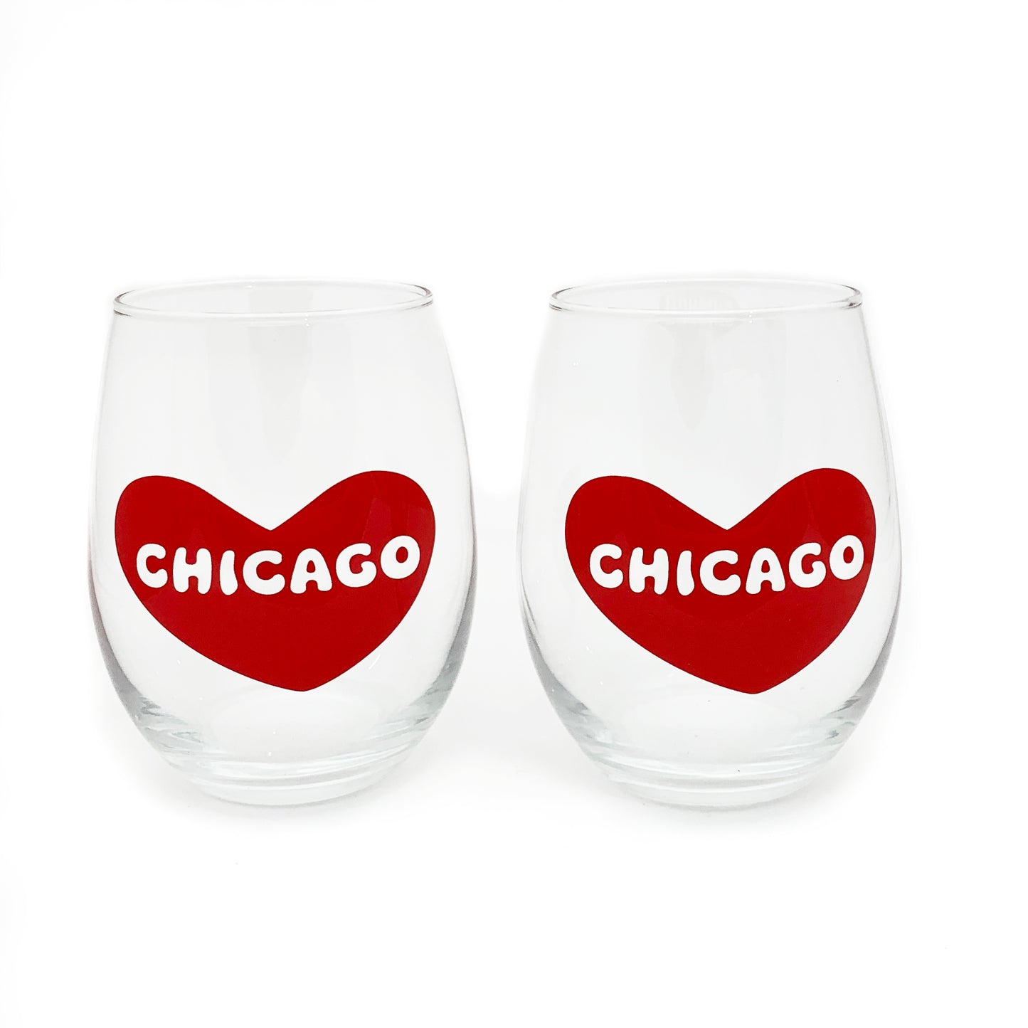 Chicago Heart Wine Glass