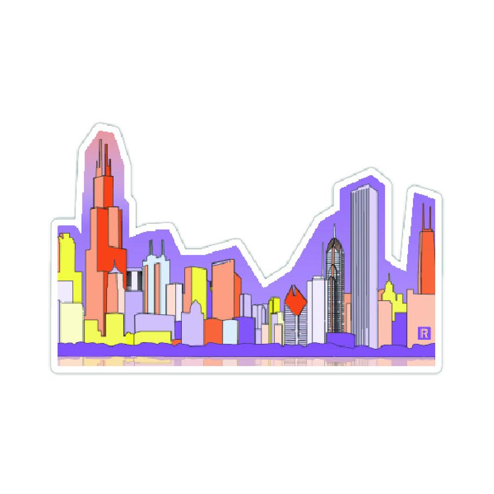 Chicago Skyline Illustration Die Cut Sticker