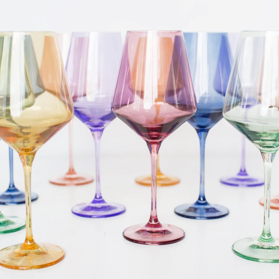 Handblown Cobalt Blue Colored Wine Glass