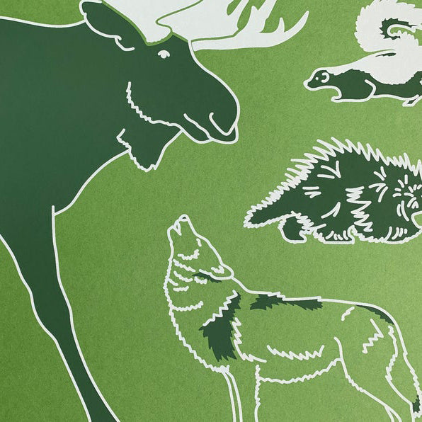 North American Forest Animals 18" x 24" Screenprint