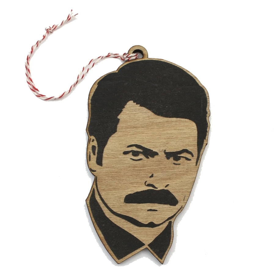 Ron Swanson Lasercut Wood Ornament