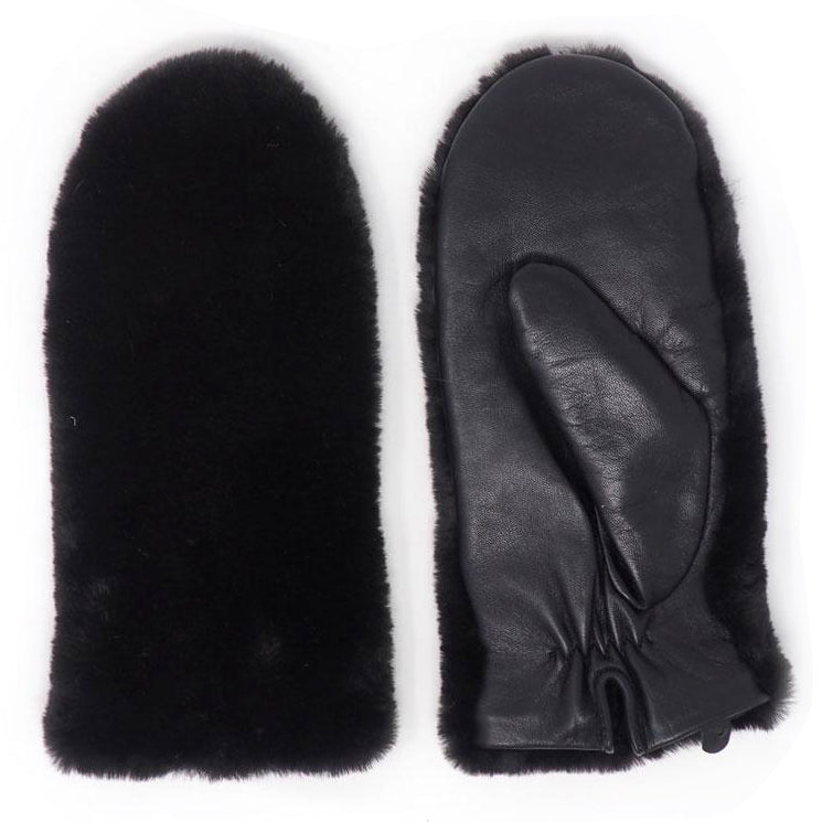 Leather and Faux Fur Driving Mittens