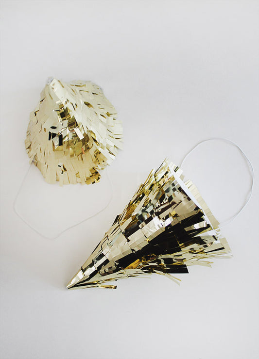 Make Something Sunday: DIY Gold Fringe Party Hats
