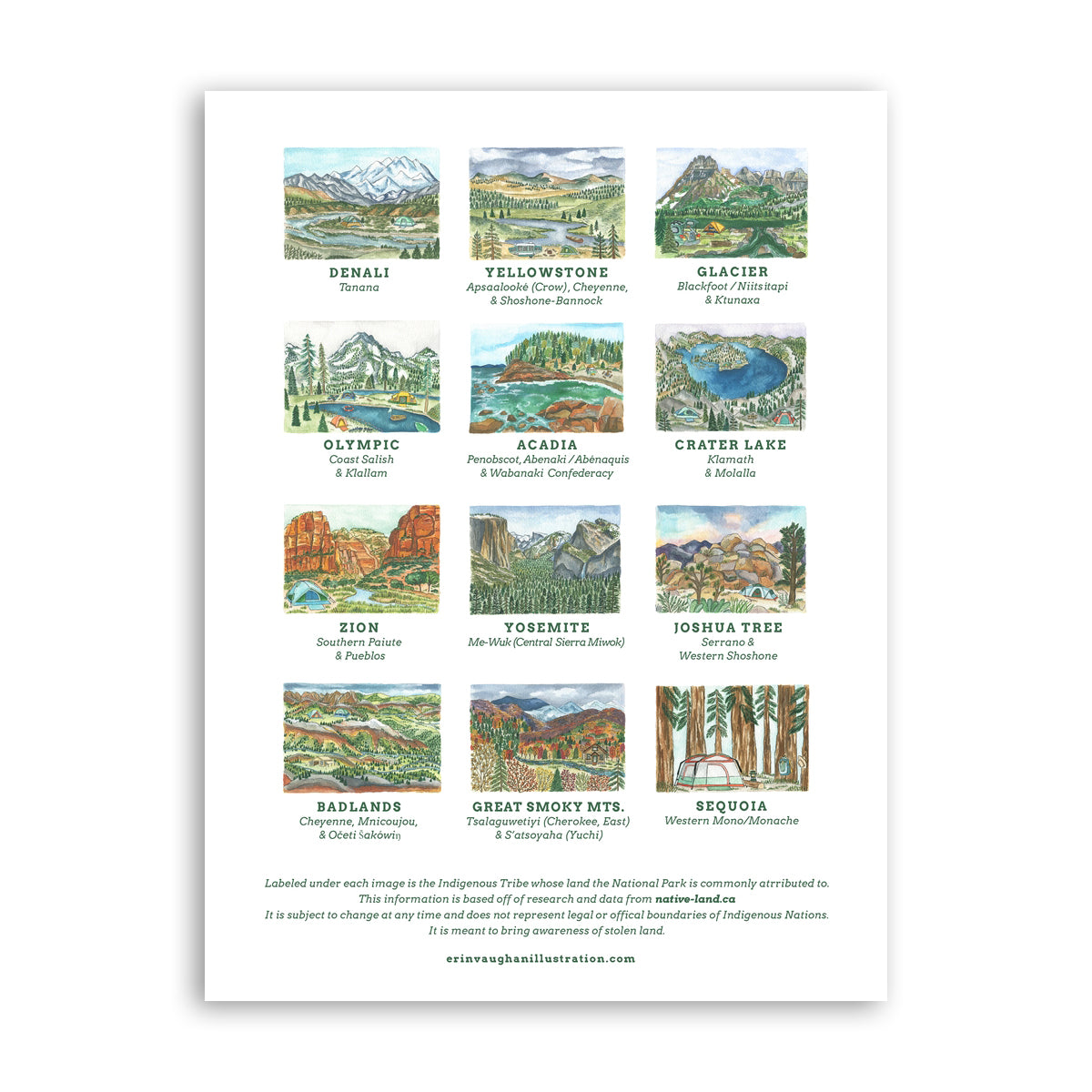 2027 National Parks Illustrations Wall Calendar