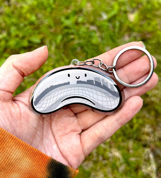 Chicago Bean (Cloud Gate) Smiley Face Keychain
