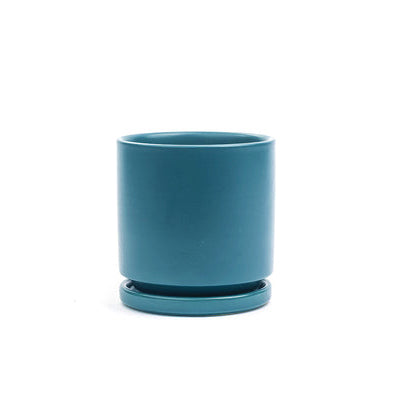 4.5" Ceramic Cylinder Planter with Plate