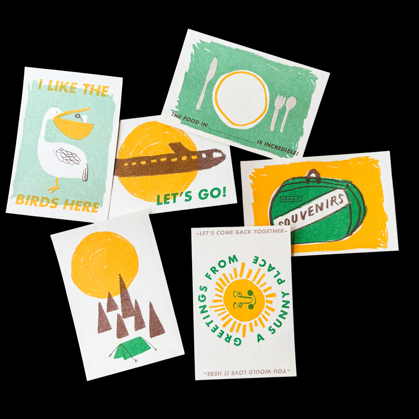 United States Road Trip Travel Map & Postcards (Set of 6)