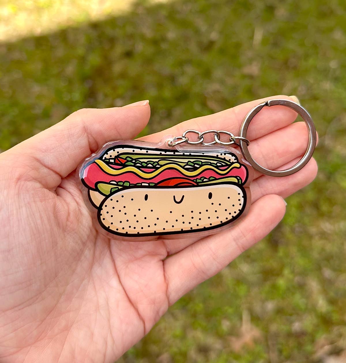 Chicago Style Hot Dog Smiley Face Keychain