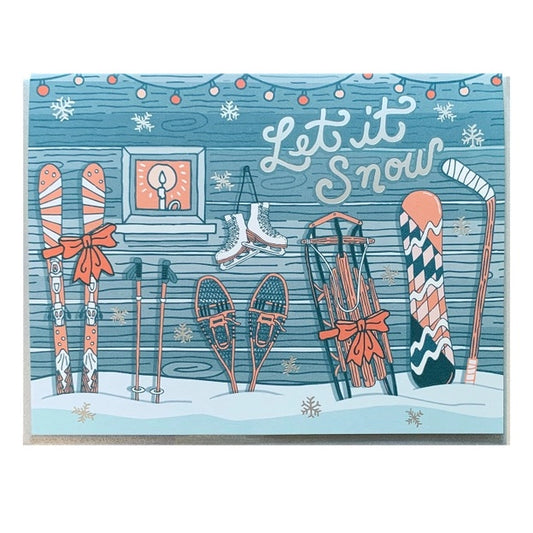Let It Snow Snow Sports Holiday Greeting Card