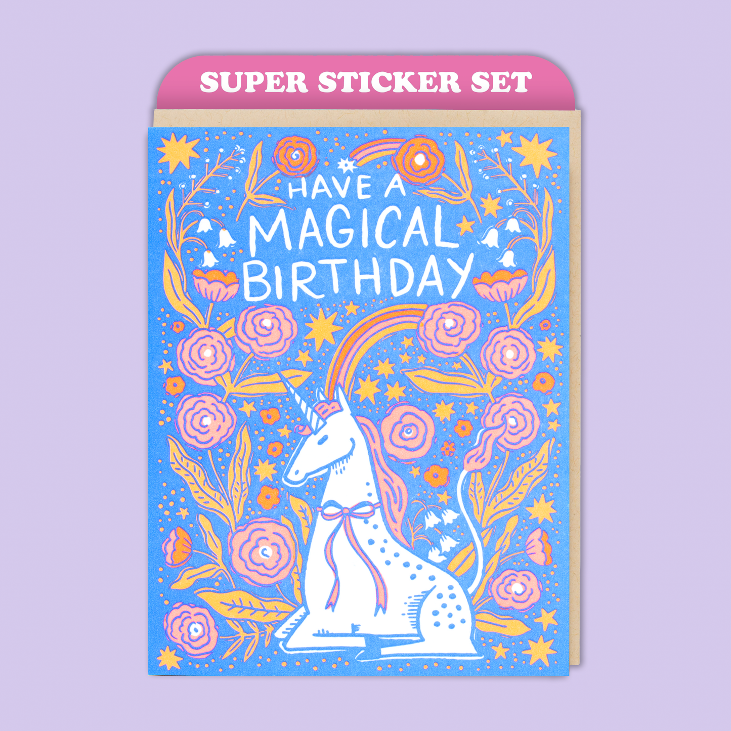 Unicorn Birthday Card & Sticker Set