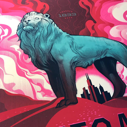 Chicago Bronze Lion 18" x 24" Screen Print