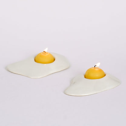 Egg & Yolk Ceramic Candle Holder