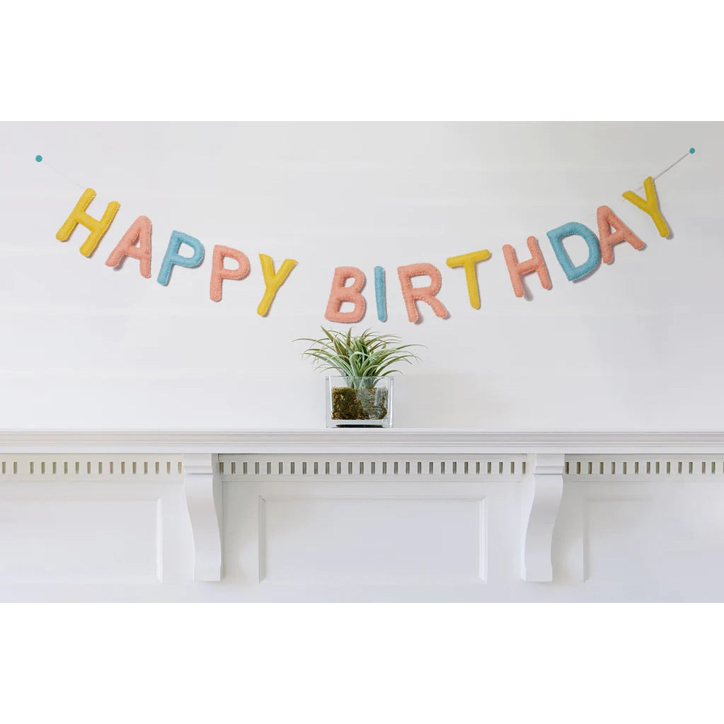 Happy Birthday Pastel Felt Garland Banner