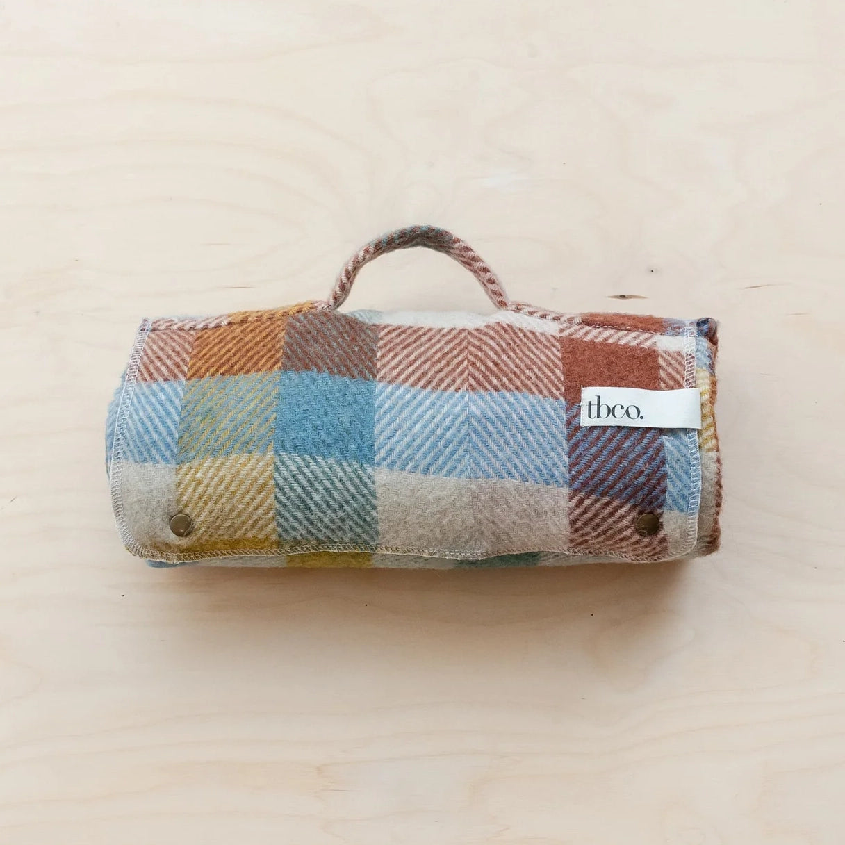 Small Recycled Wool Multicolor Check Plaid Picnic Throw Blanket