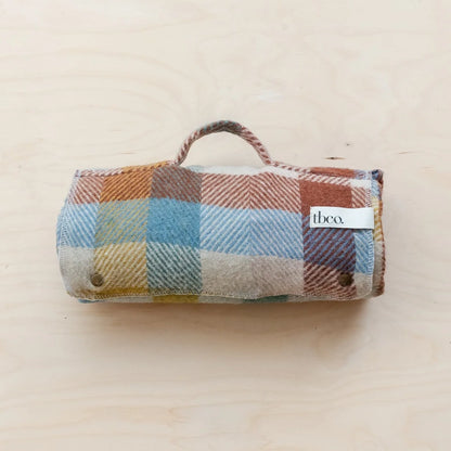 Small Recycled Wool Multicolor Check Plaid Picnic Throw Blanket