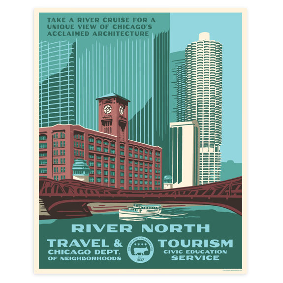 Chicago Neighborhood WPA-Style Tourism 16" x 20" Poster