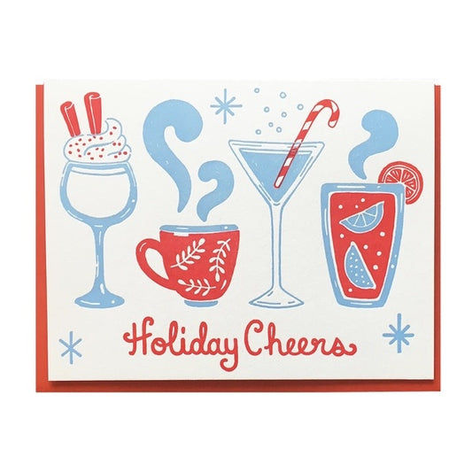 Holiday Cheers Cocktails Letterpress Greeting Card
