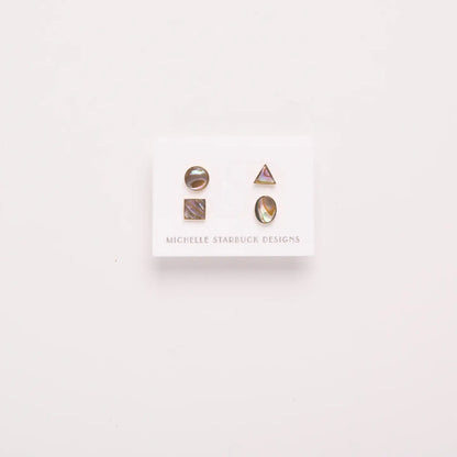 Abalone Mismatched Shapes Stud Earrings