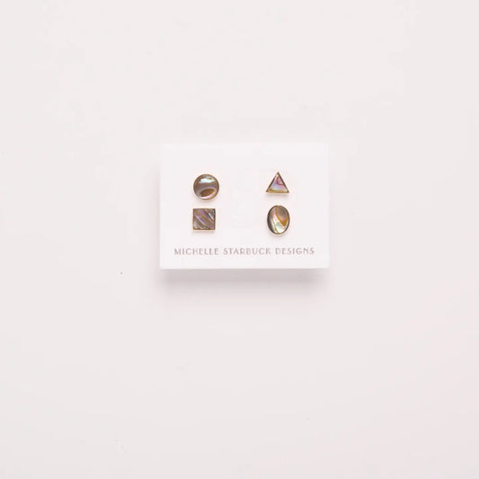 Abalone Mismatched Shapes Stud Earrings