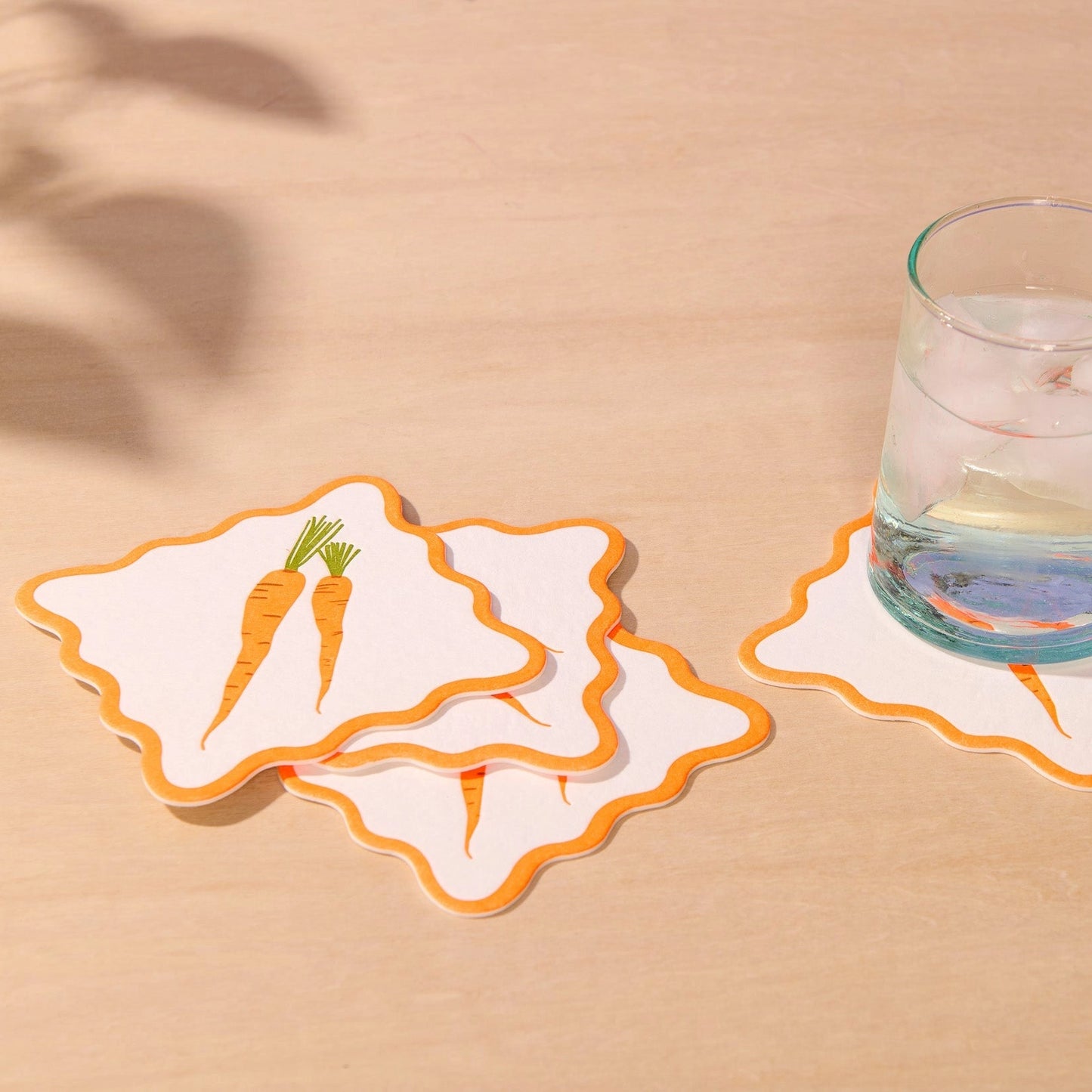 Carrot Scalloped Letterpress Vellum Coasters (Pack of 4)
