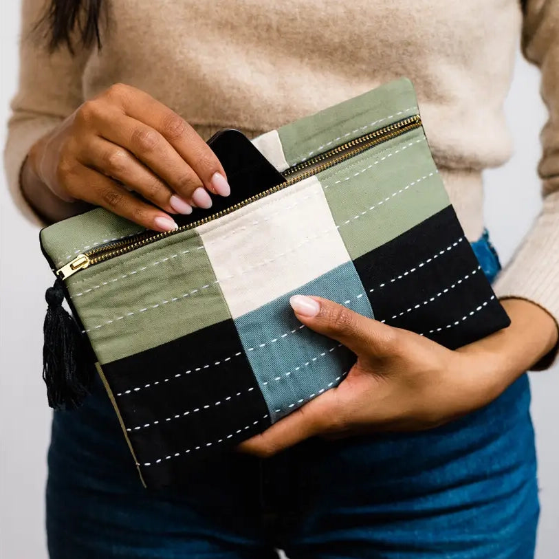 Checkered Clutch Pouch Purse