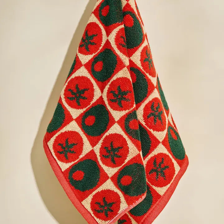 Heirloom Olive and Tomato Terry Cloth Hand Towel