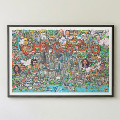 All Things Chicago 36" x 24" Illustrated Poster