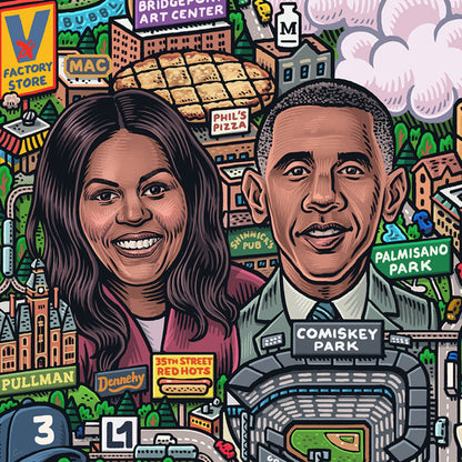 All Things Chicago 36" x 24" Illustrated Poster
