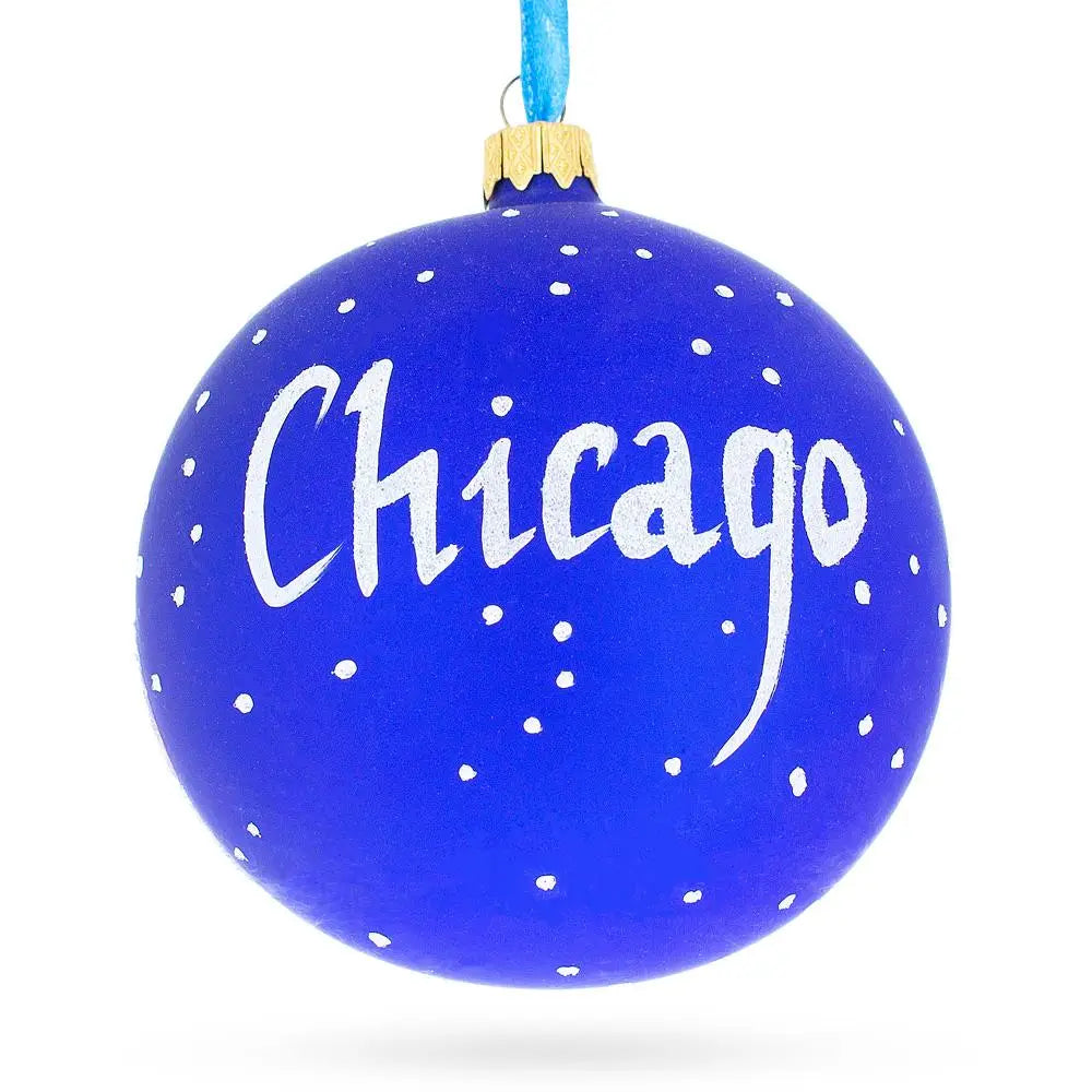 Chicago Night Reflections Glass Ball Ornament